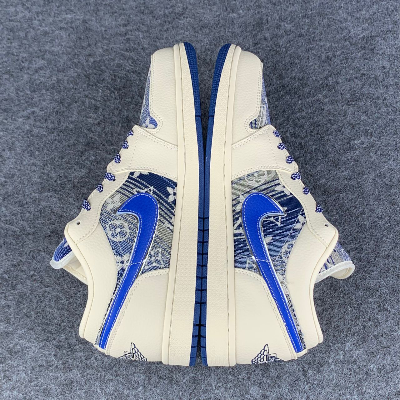 Custom Air Jordan 1 Low Bleu Atelier Sail/Blue