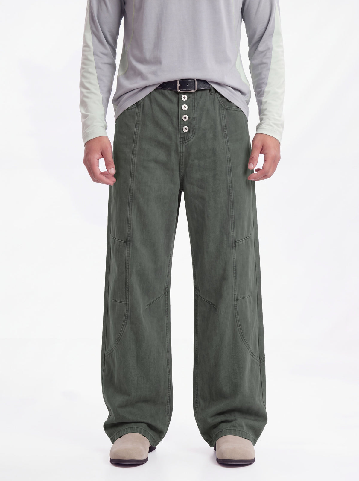 Dewpoint - Button Straight-Leg Wide Cargo Pants