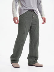 Dewpoint - Button Straight-Leg Wide Cargo Pants