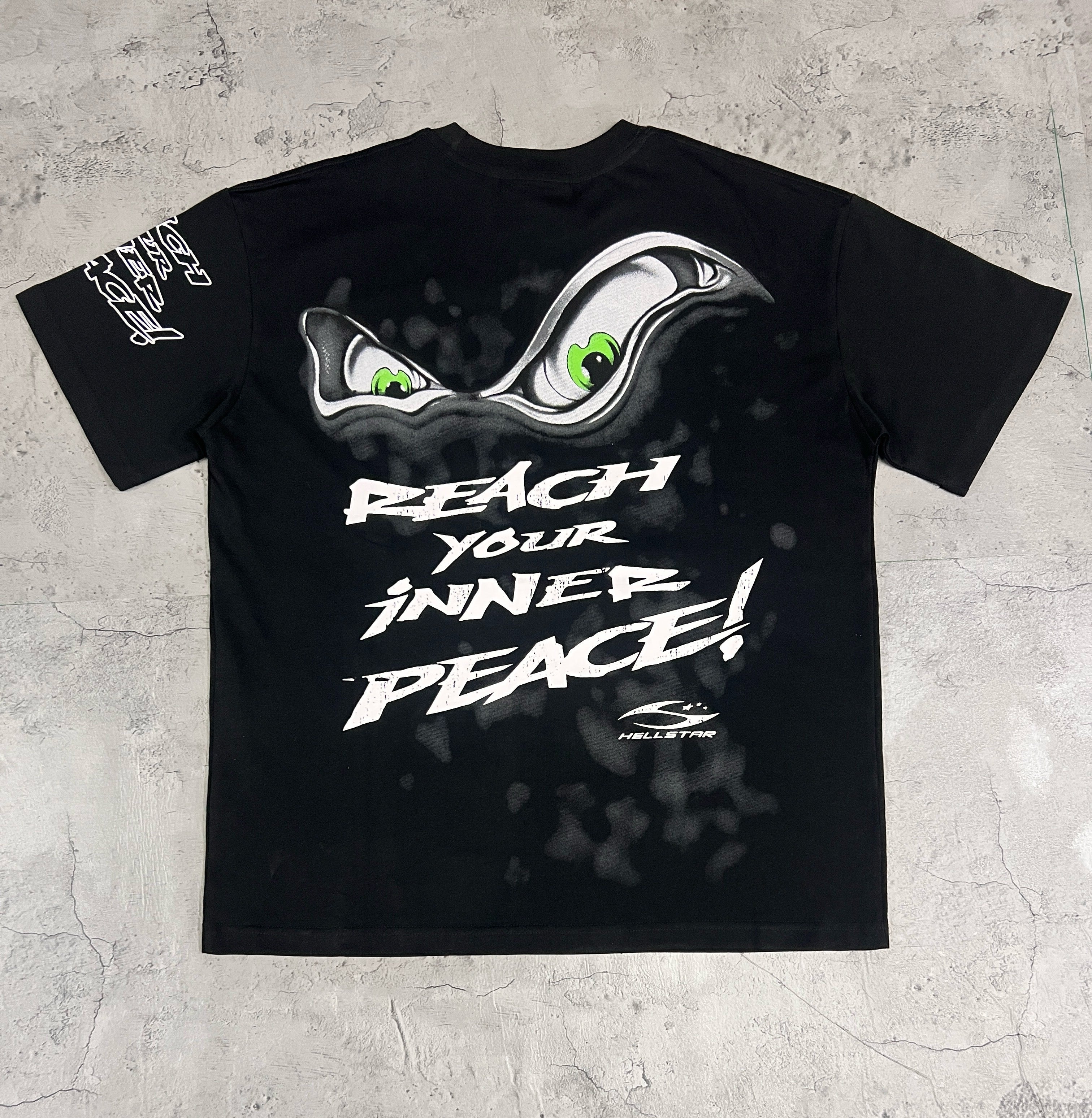 Hellstar Om Symbol Green Graffiti Black Tee