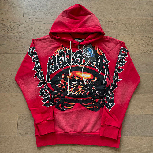 Hellstar Skull Flame Vintage Wash Tracksuit (Red)