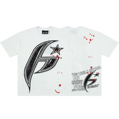Hellstar Streamline H Star Red Splatter White Tee
