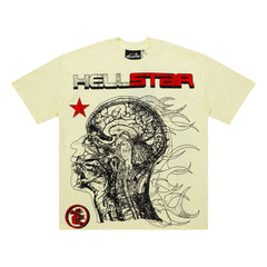 Hellstar Anatomical Brain Skull Cream Yellow Tee