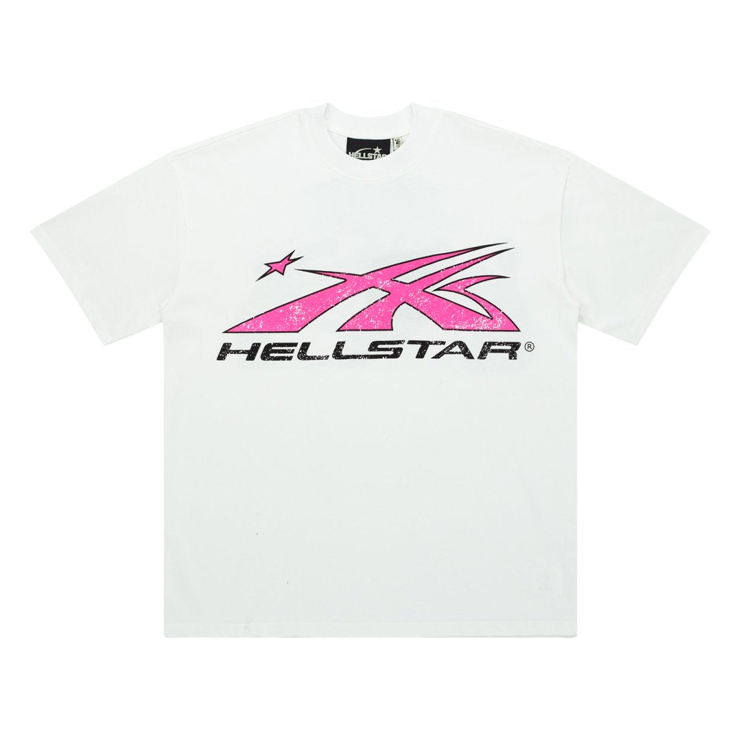 Hellstar Pink Arrow Star Logo White Tee