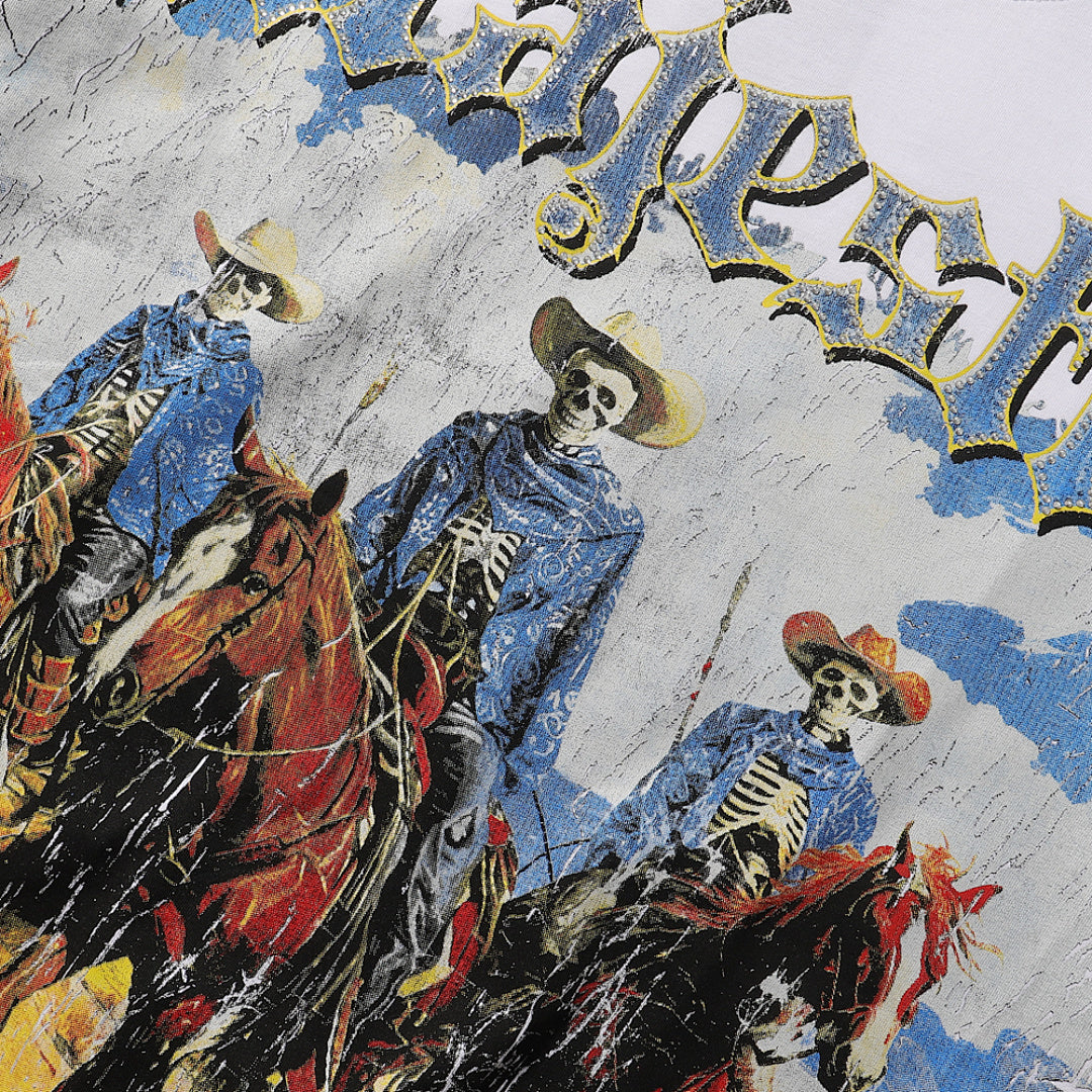 Majestik “Wild West” Skeleton Cowboys Vintage Tee
