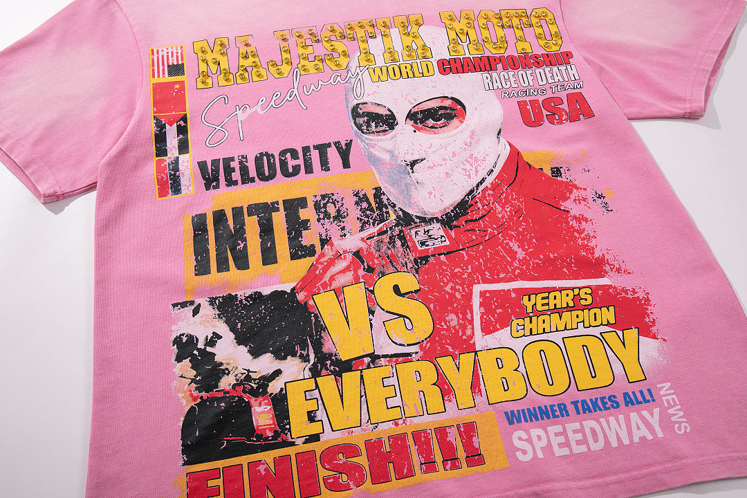 Majestik “Moto vs. Everybody” Vintage Pink Tee