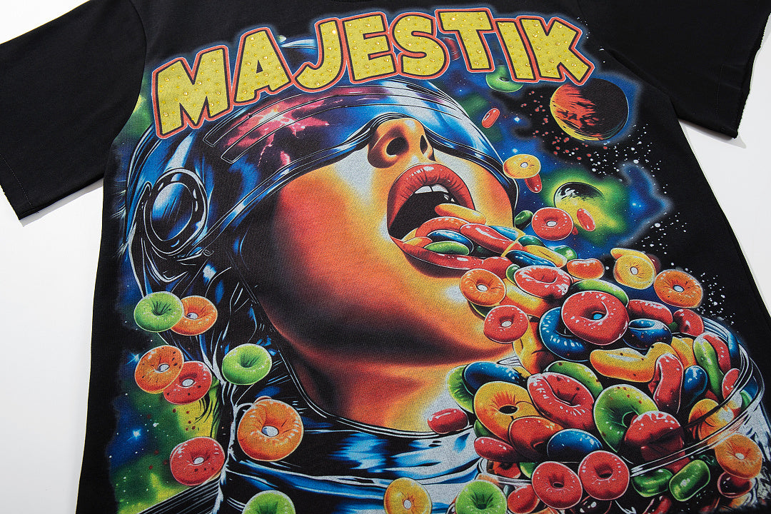 Majestik “Cereal Cosmic” Rhinestone Graphic Tee