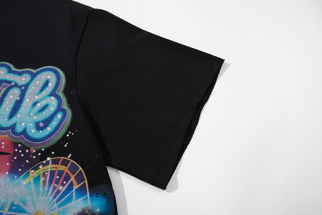 Majestik “Neon Supercars” Rhinestone Graphic Tee