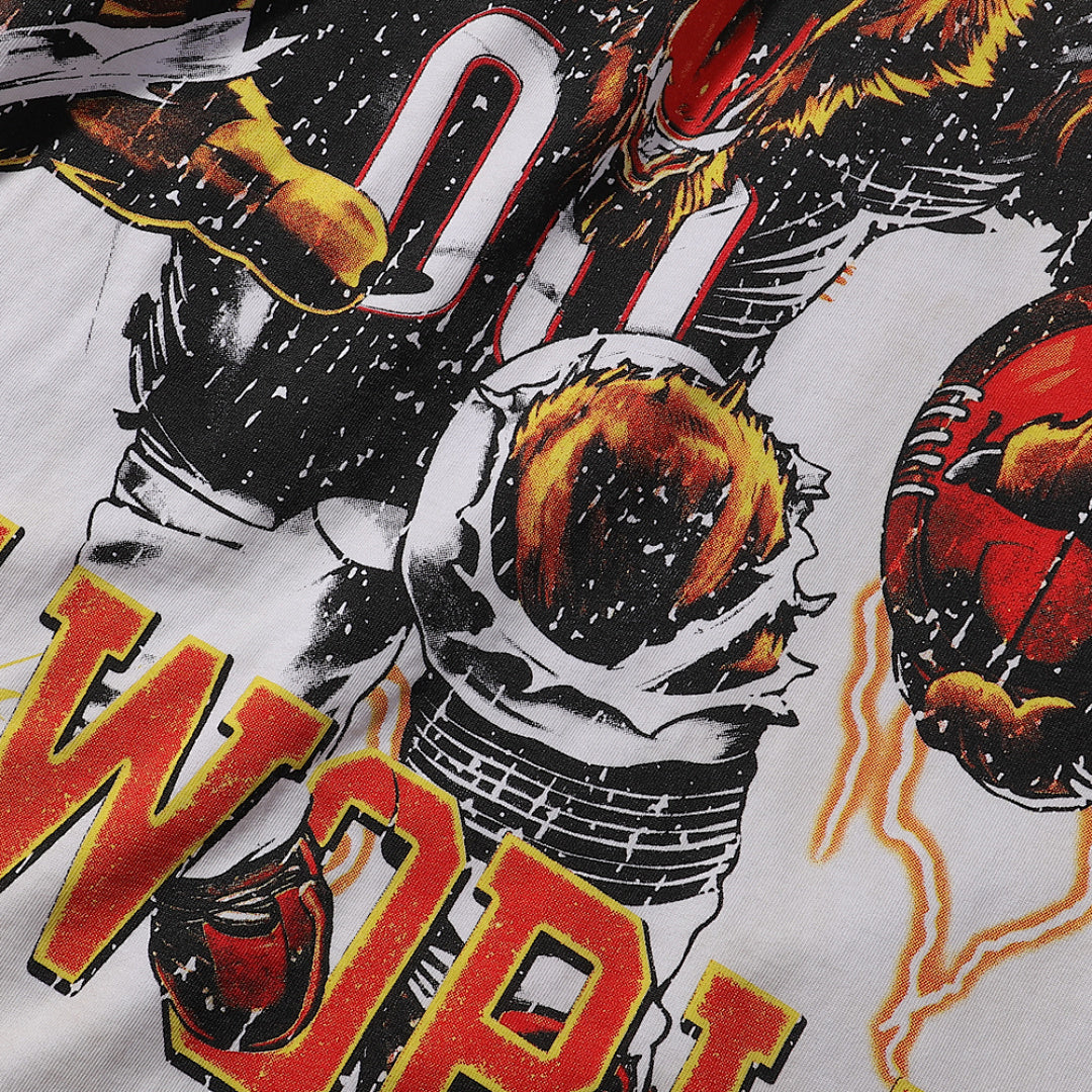 Majestik “The World” Football Bear Rhinestone Vintage Tee