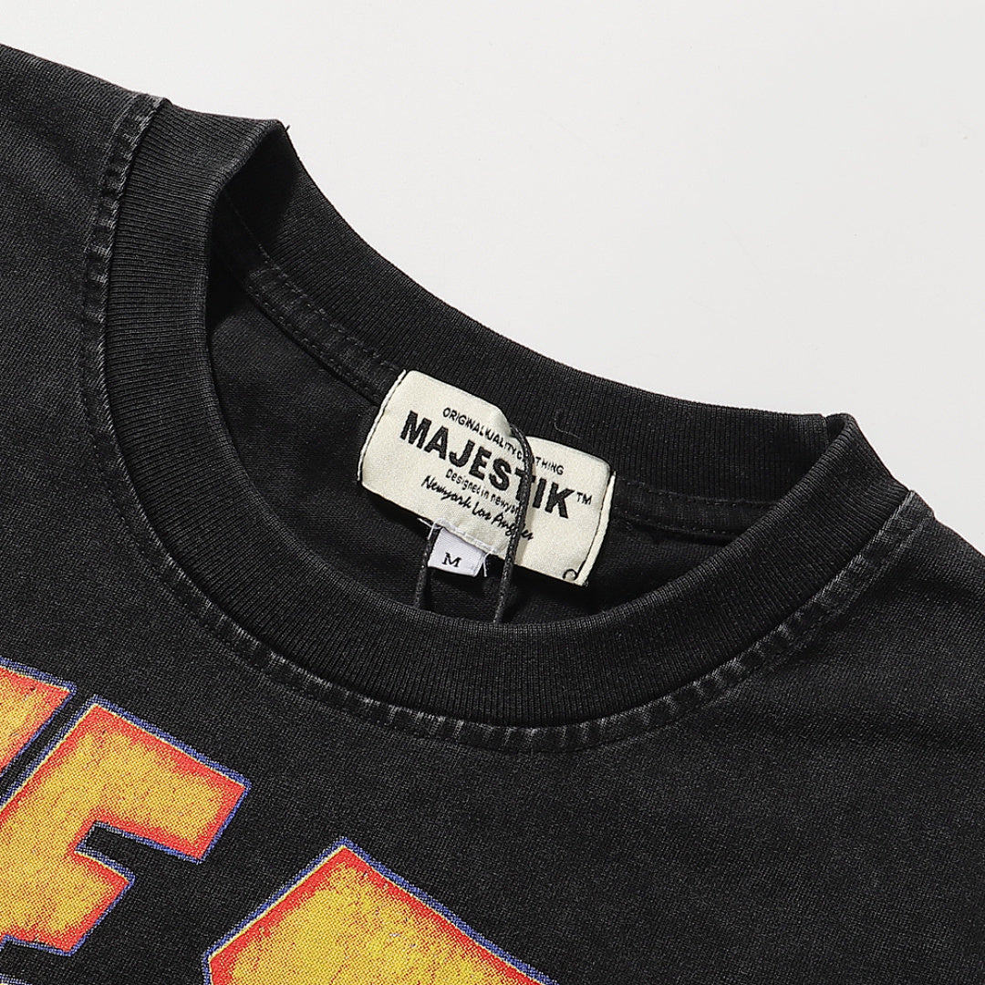 Majestik “City Graffiti” Skyline Vintage Tee（Black）