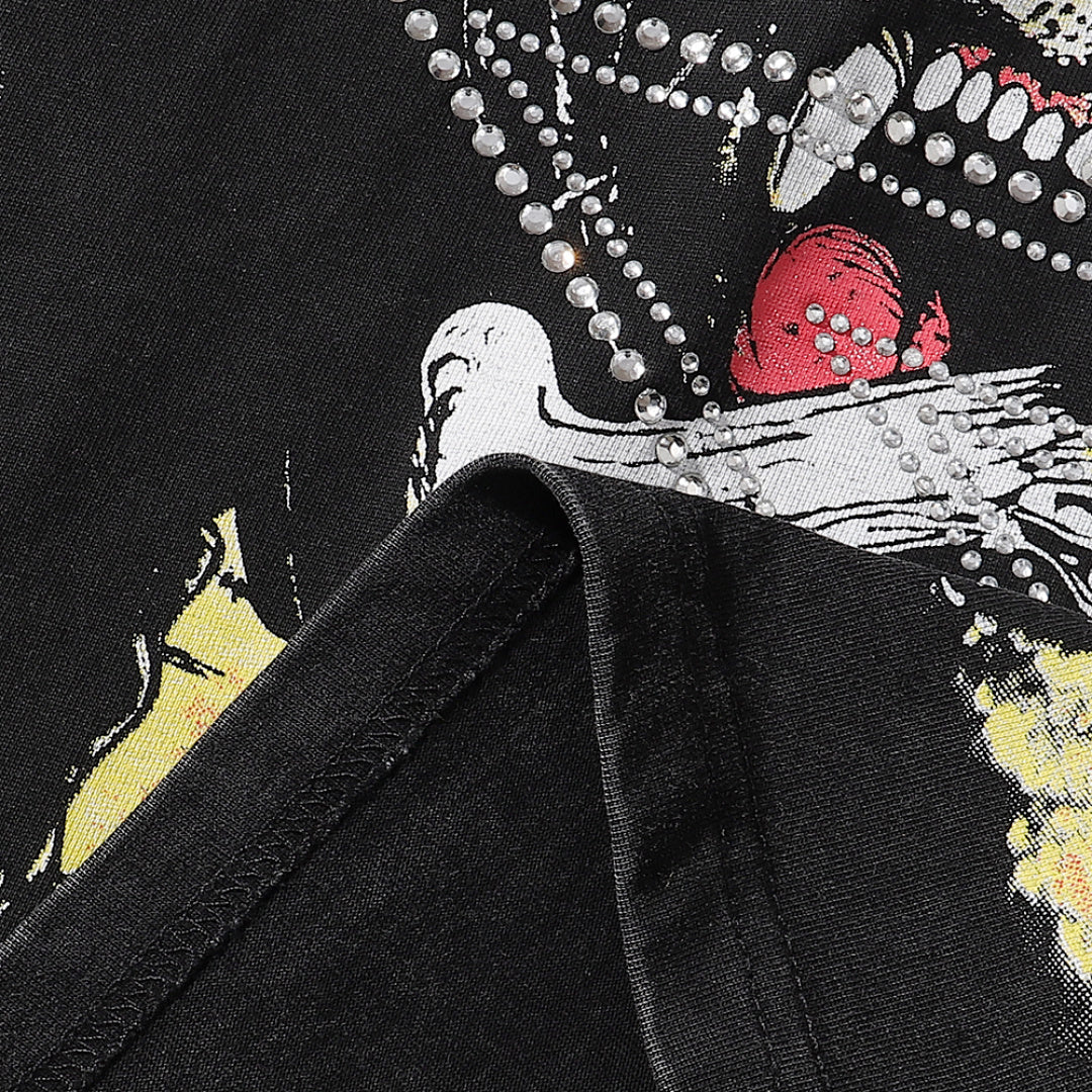 Majestik “Bulldog” Stadium Rhinestone Vintage Tee（Black）