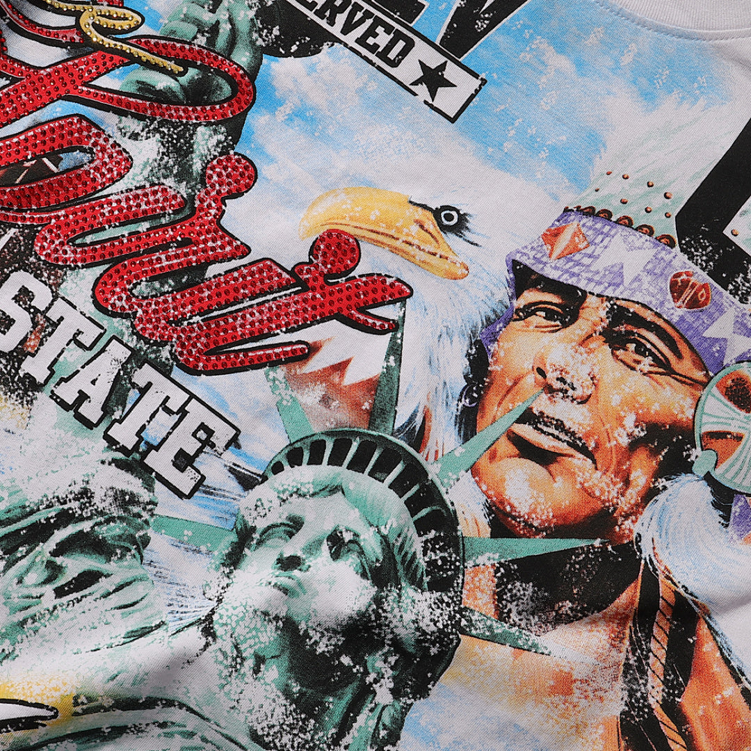 Majestik “The Spirit of US” Statue of Liberty Rhinestone Vintage Tee