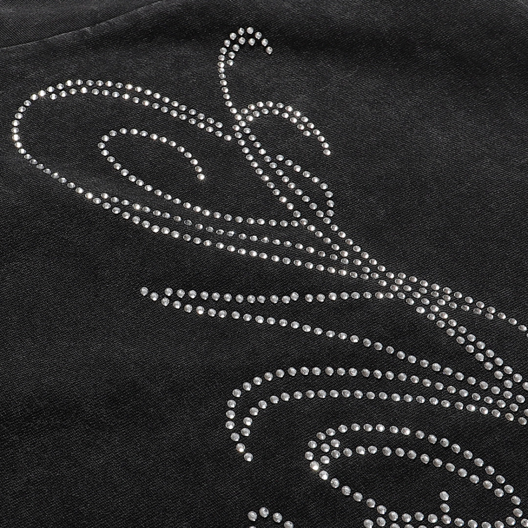 Majestik “Gridiron Dawg” Football Player & Bulldog Rhinestone Vintage Tee