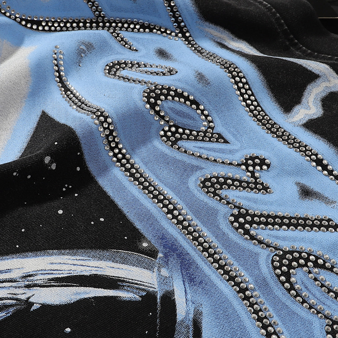 Majestik “Fearless” Astronaut & Skeleton Rhinestone Vintage Tee