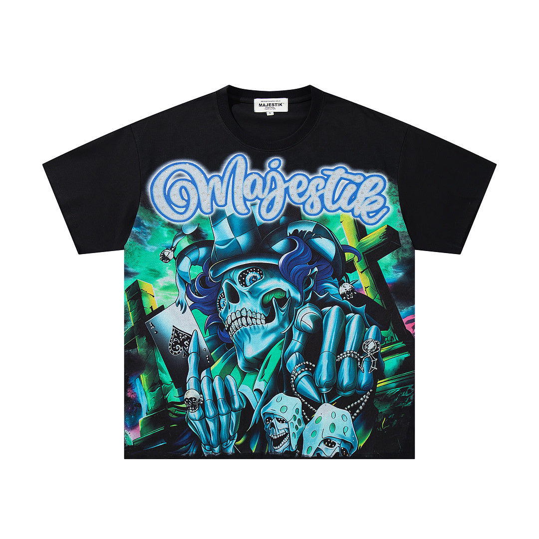Majestik “Joker Ace” Rhinestone Graphic Tee