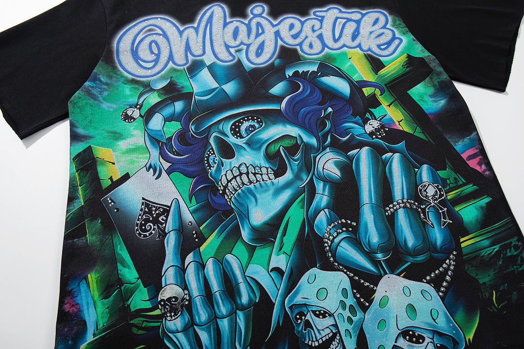 Majestik “Joker Ace” Rhinestone Graphic Tee