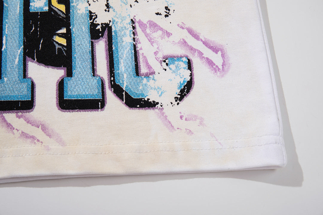 Majestik “Athletic” Eagle Rhinestone Vintage Tee（White）