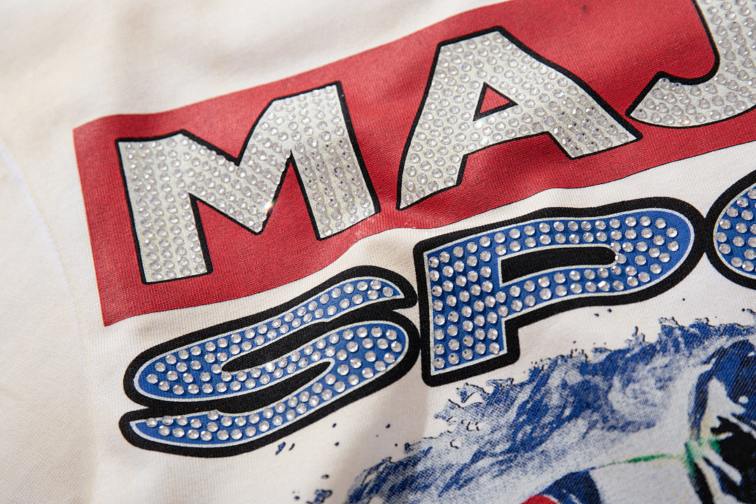 Majestik “World Tour” Motorcycle Racing Rhinestone Vintage Tee