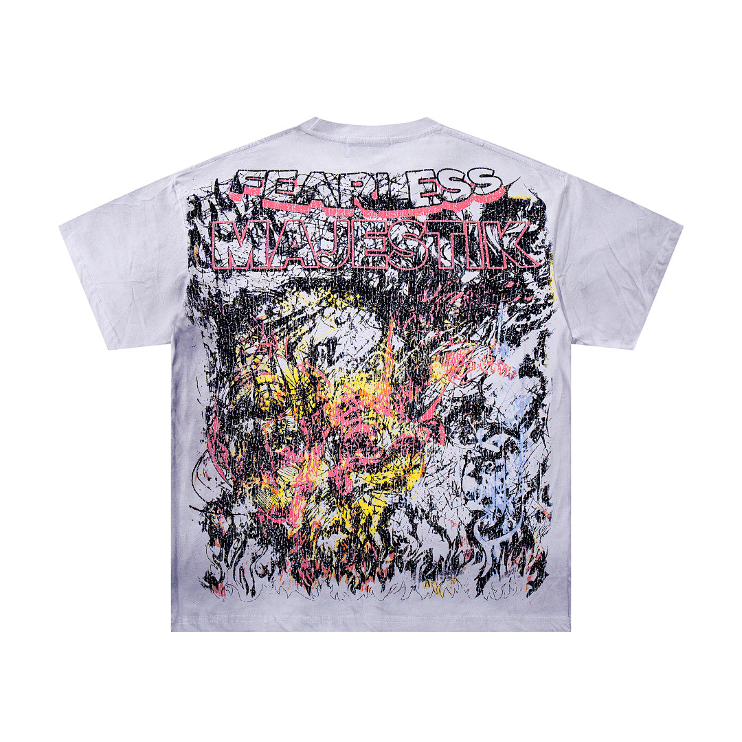 Majestik “Chaos Graffiti” Abstract Rhinestone Vintage Tee