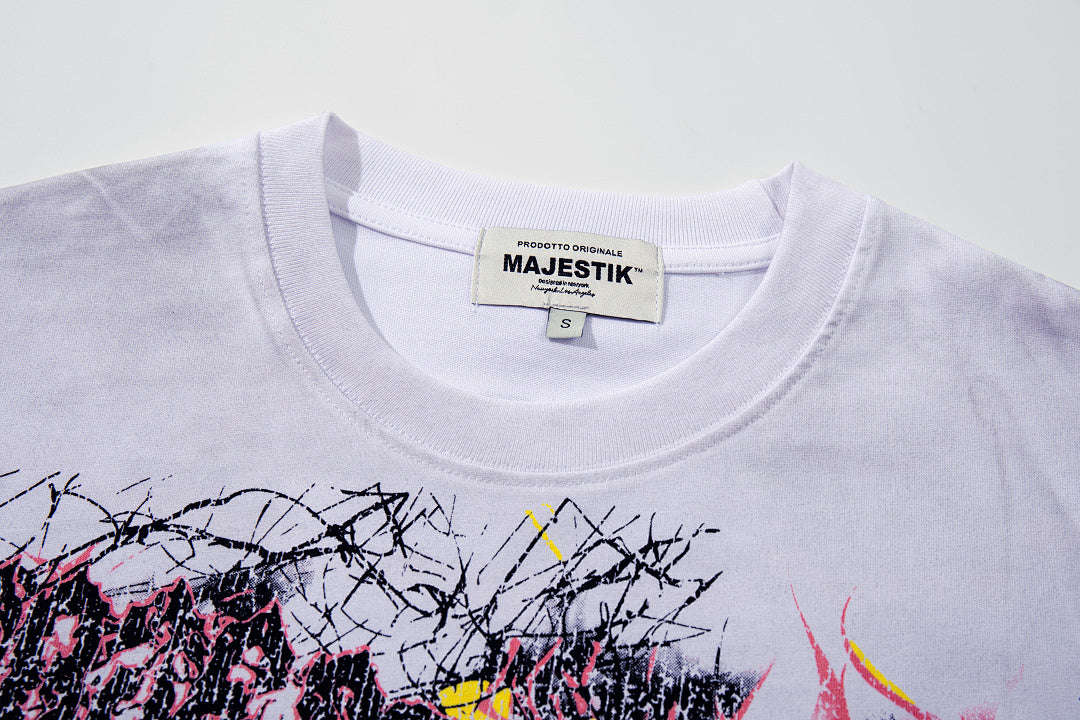 Majestik “Chaos Graffiti” Abstract Rhinestone Vintage Tee