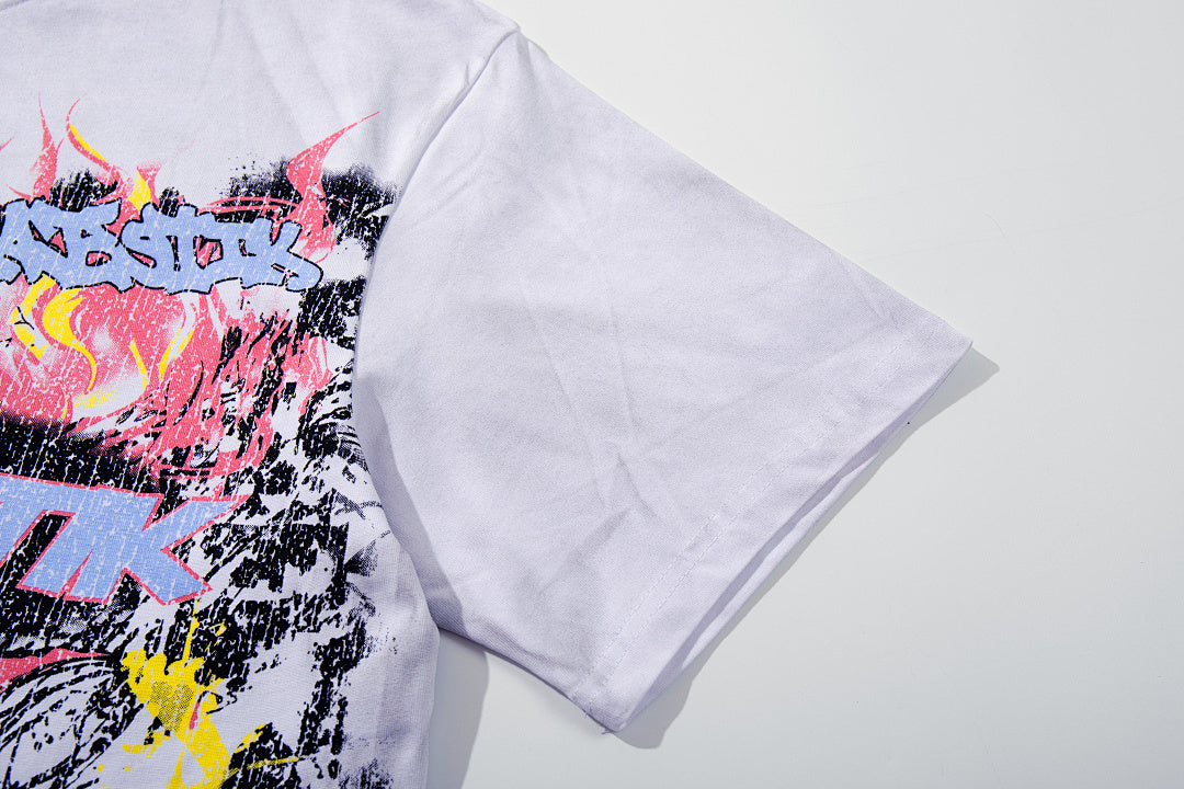 Majestik “Chaos Graffiti” Abstract Rhinestone Vintage Tee