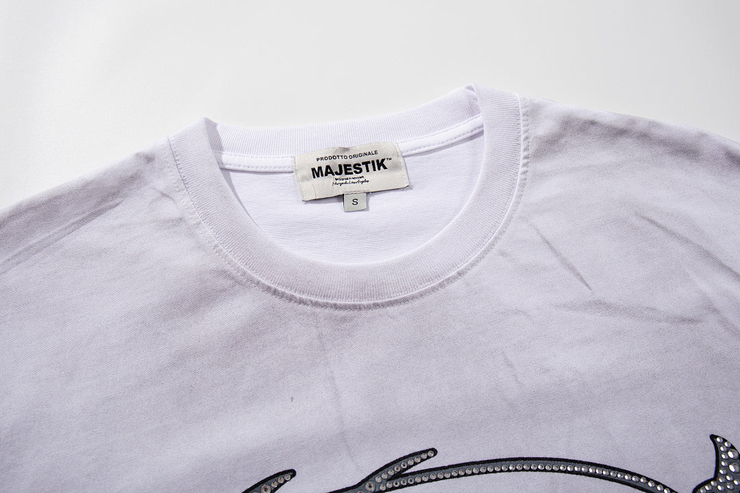 Majestik “Dystopian Liberty” Skull Rhinestone Vintage Tee