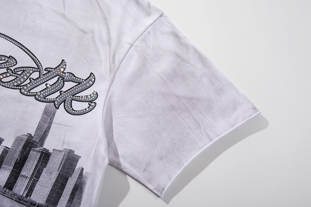Majestik “Dystopian Liberty” Skull Rhinestone Vintage Tee