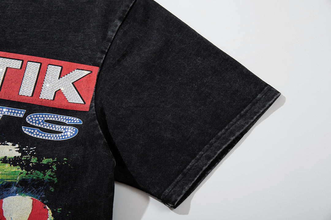 Majestik “World Tour” Motorcycle Racing Rhinestone Vintage Tee
