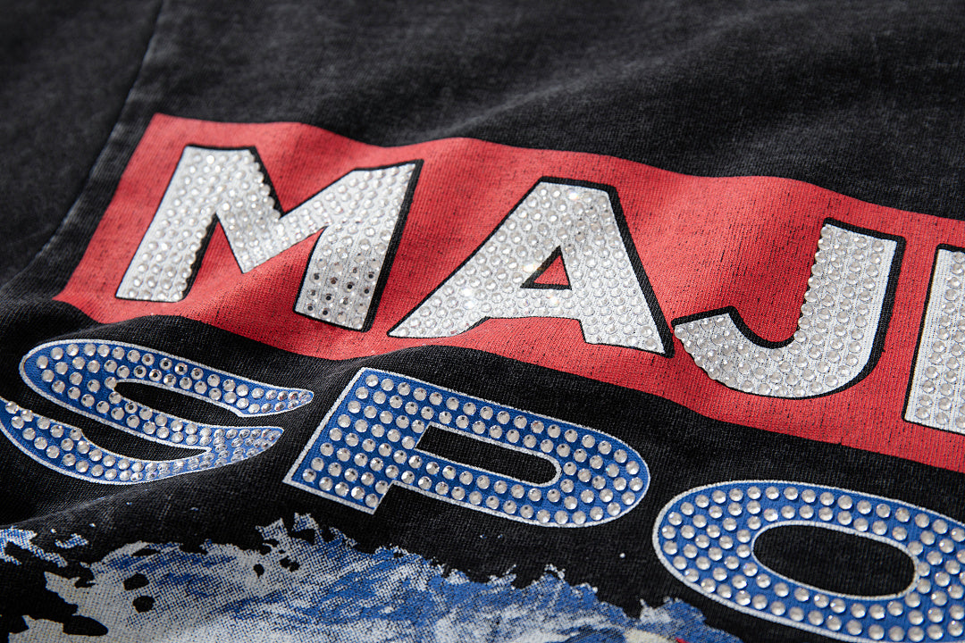 Majestik “World Tour” Motorcycle Racing Rhinestone Vintage Tee