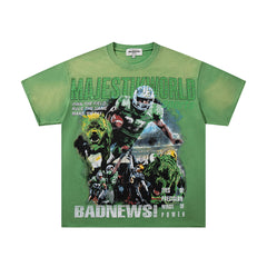 Majestik “Badnews / Own The Field” Vintage Wash Tee（Green）