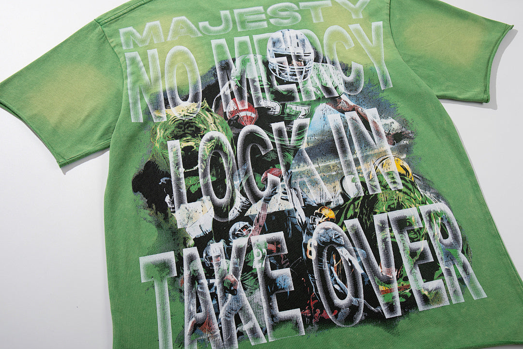 Majestik “Badnews / Own The Field” Vintage Wash Tee（Green）