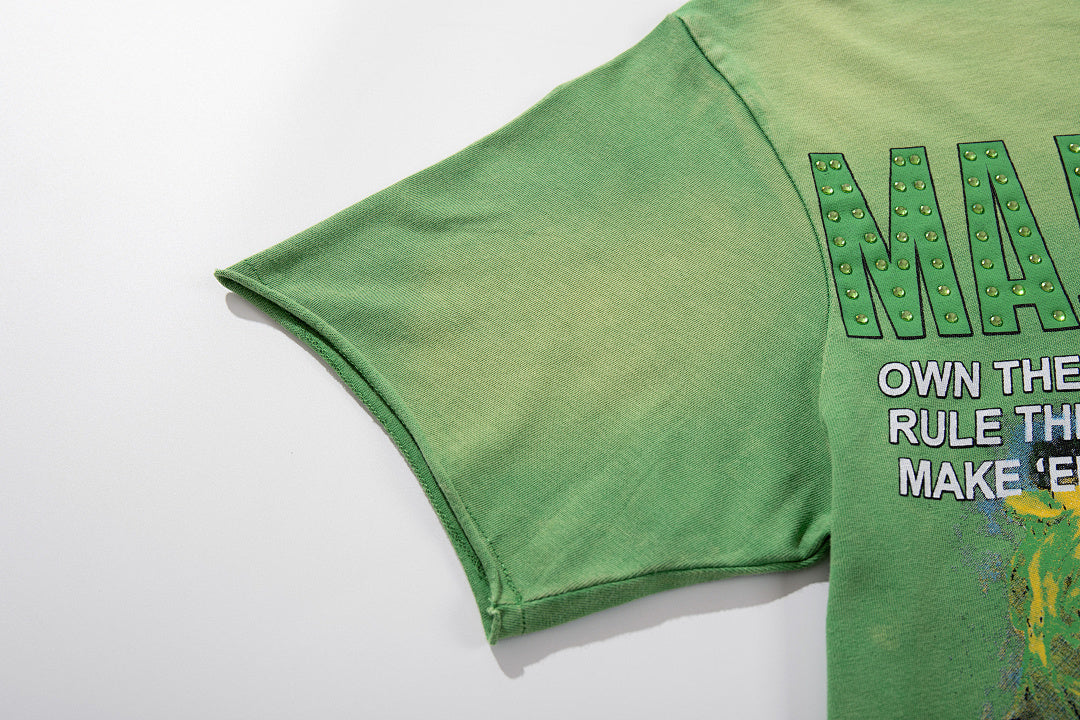 Majestik “Badnews / Own The Field” Vintage Wash Tee（Green）