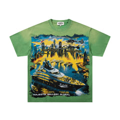 Majestik “Luxury Culture” Yacht Vintage Tee（Green）