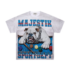 Majestik “Billiards Bulldog” Sport Dept Vintage Tee（White）