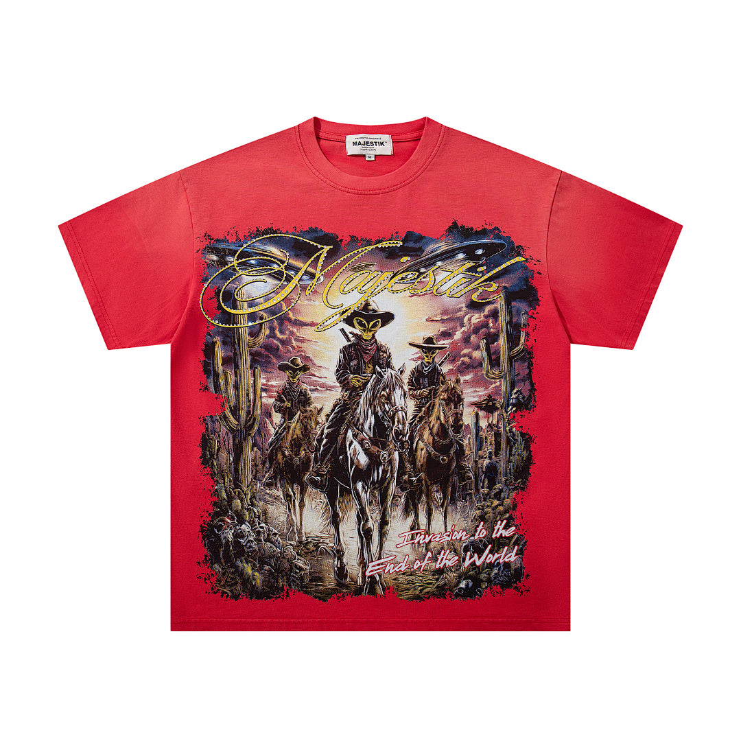 Majestik “Alien Cowboys” Vintage Tee（Red）