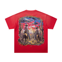 Majestik “Alien Cowboys” Vintage Tee（Red）