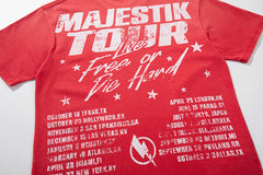 Majestik “Football Bears” Rhinestone Vintage Tee（Red）