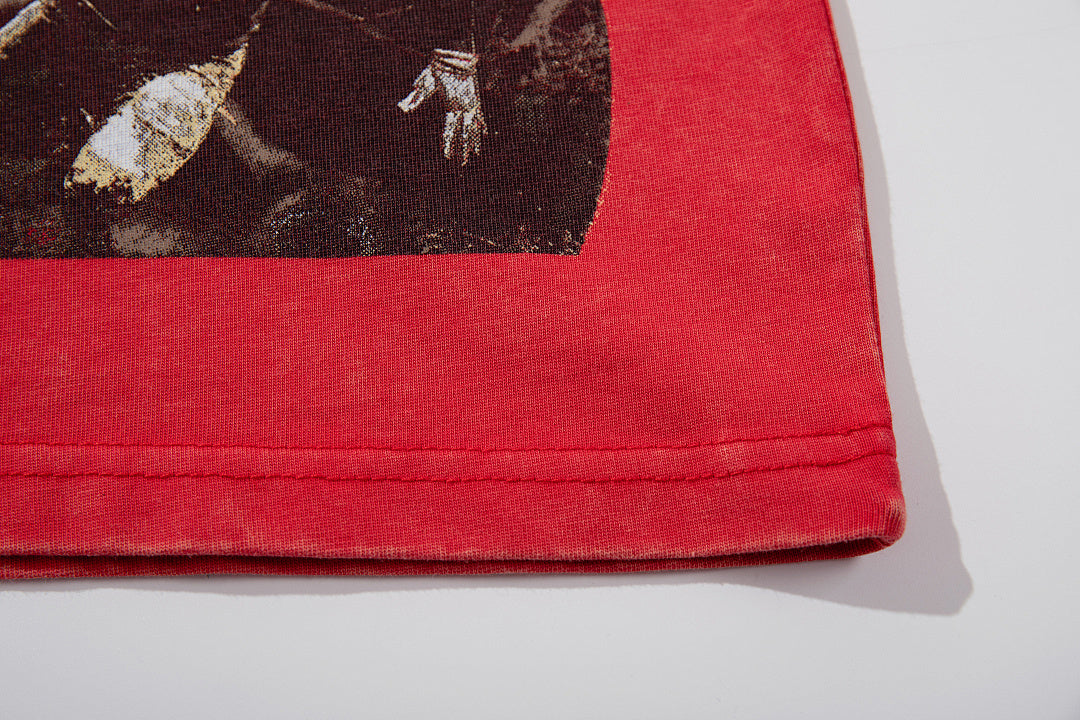 Majestik “Football Bears” Rhinestone Vintage Tee（Red）