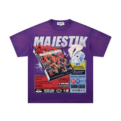 Majestik “Sound League & Sports” Special Edition Rhinestone Vintage Tee（Purple）