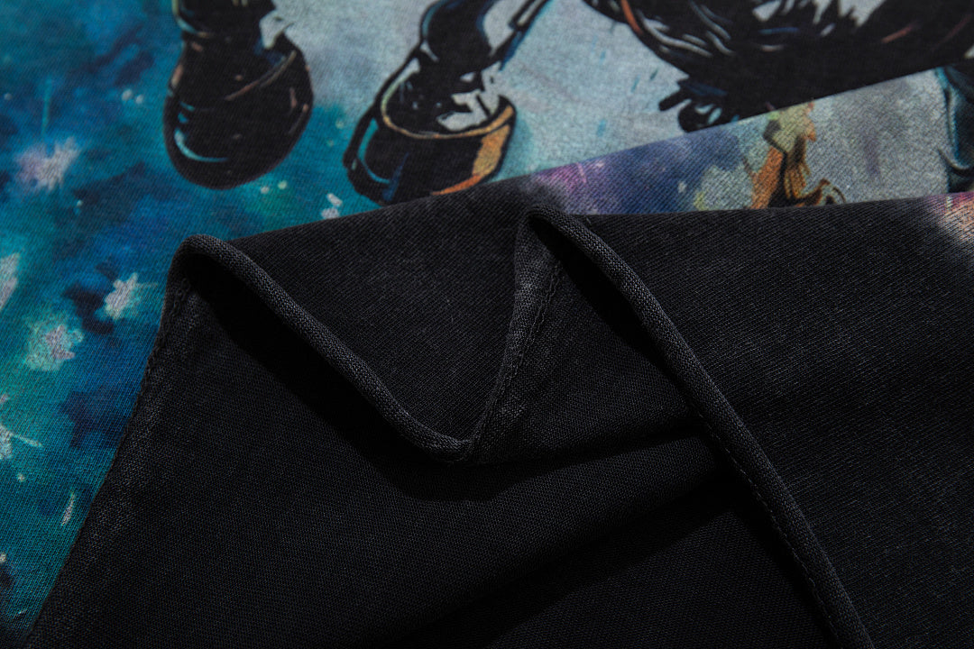 Majestik “Space Rider” Rhinestone Department Vintage Tee（Black）