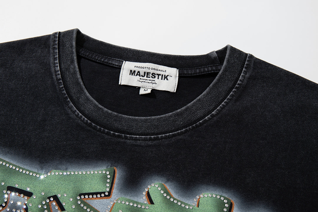 Majestik “Gridiron Champion” Bulldog Vintage Tee（Black）
