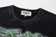 Majestik “Gridiron Champion” Bulldog Vintage Tee（Black）