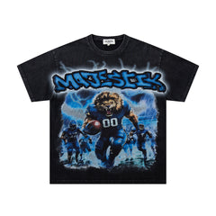 Majestik “Football Lion” Vintage Tee（Black）