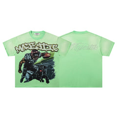 Majestik “Gridiron Player & Dog” Rhinestone Vintage Tee