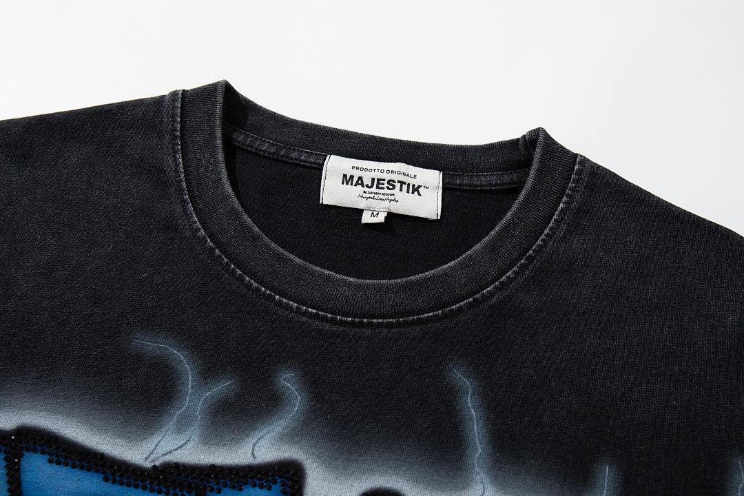 Majestik “Football Lion” Vintage Tee（Black）