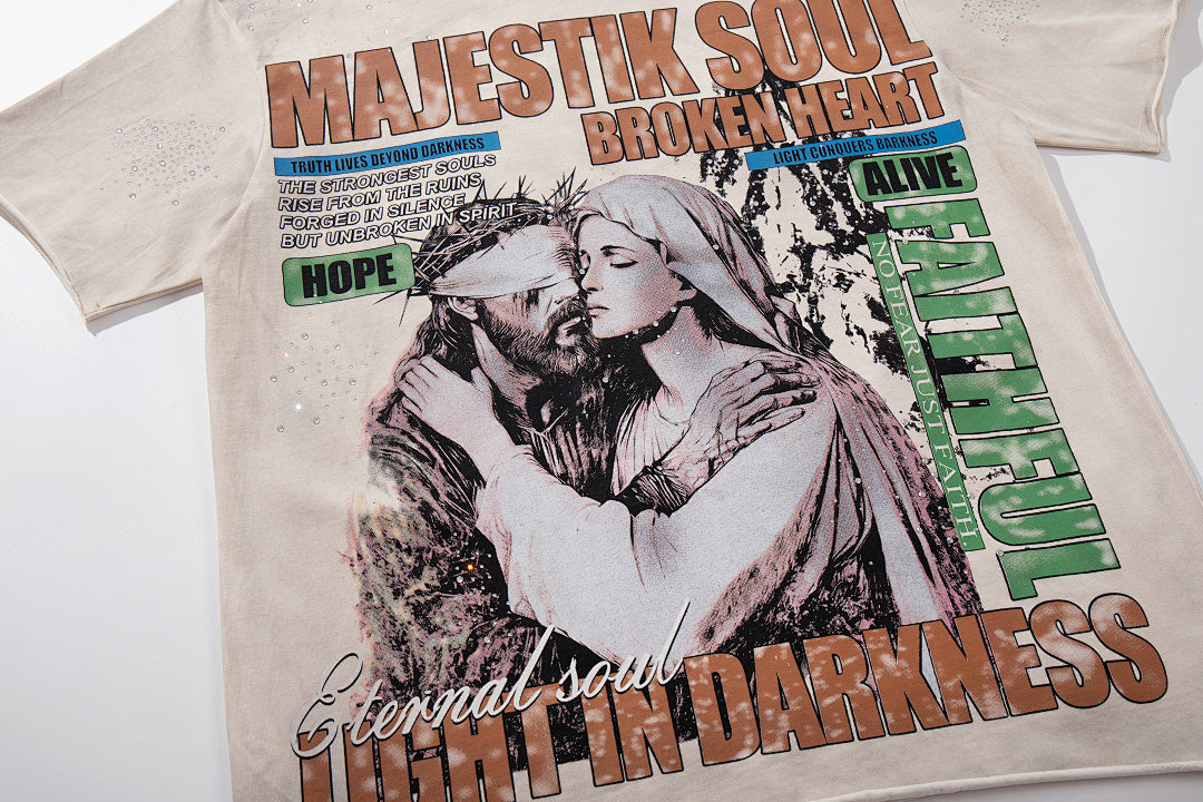 Majestik “Soul & Light in Darkness” Vintage Tee（Off-White / Cream）