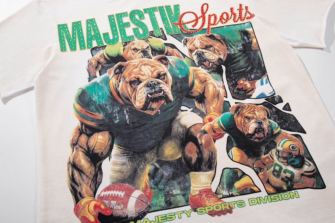Majestik “Sports Division” Football Bulldogs Vintage Tee（Off-White / Cream）
