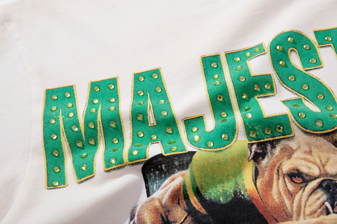 Majestik “Sports Division” Football Bulldogs Vintage Tee（Off-White / Cream）