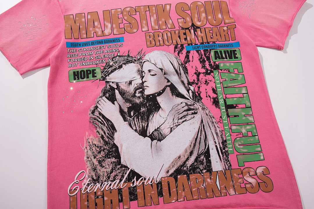 Majestik “Soul & Light in Darkness” Vintage Tee（Pink）