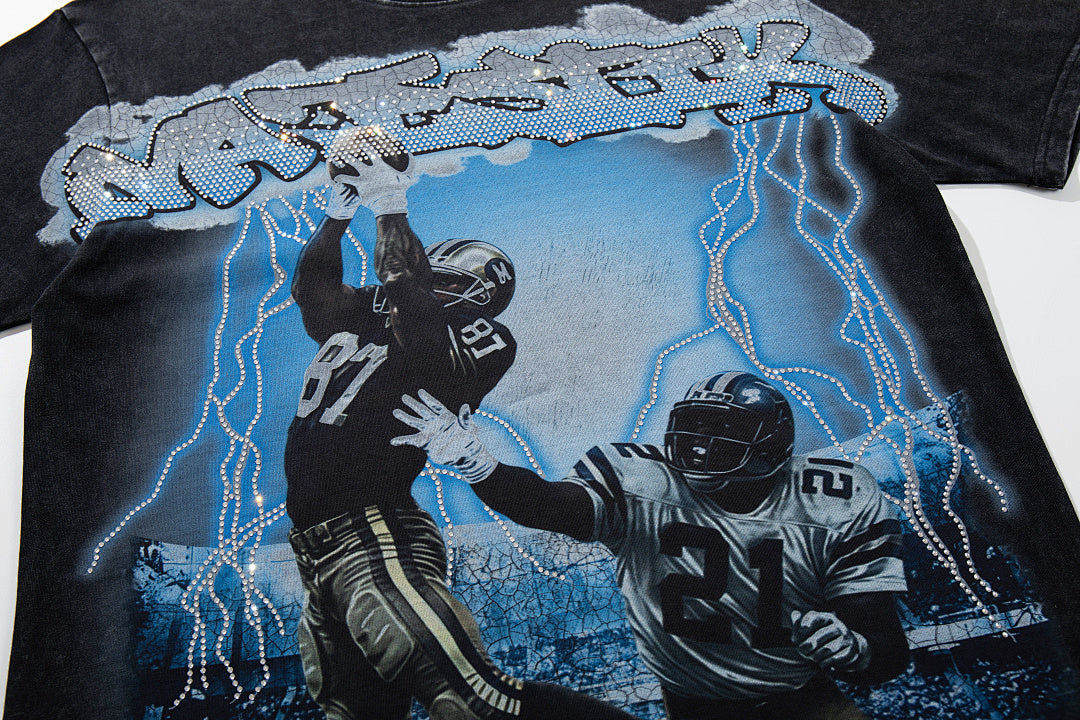 Majestik “Lightning Gridiron” Football Players Rhinestone Vintage Tee